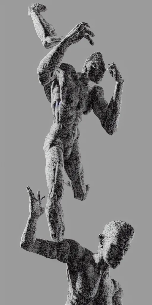Image similar to A highly detailed cyberpunk brutalist angular greek statue of a person reaching hand out, sculpture, glitch