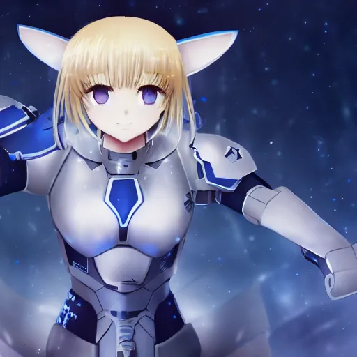 Prompt: beautiful image of saber from fate / stay night inside of a plug suit with fennec ears, high details, high resolution, noise filtered, artstation, 4 k, highly detailed, high quality