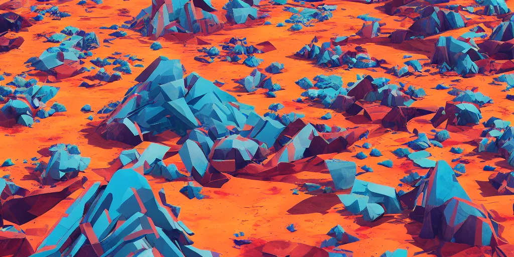 Image similar to abstract 3d painted landscape in the year 2020 by james jean painted in no mans sky style, redshift, octane