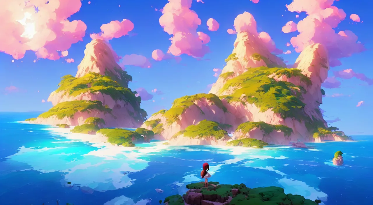 Image similar to beautiful summer island, in marble incrusted of legends heartstone official fanart behance hd by Jesper Ejsing, by RHADS, Makoto Shinkai and Lois van baarle, ilya kuvshinov, rossdraws global illumination