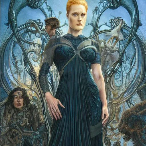 Prompt: Dolores Abernathy, Evan Rachel Wood, by Mark Brooks, by Donato Giancola, by Android Jones