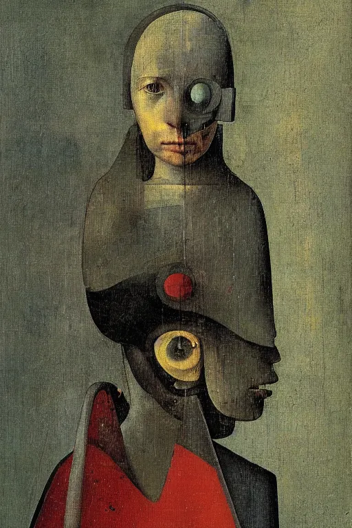 Image similar to Abstract. Portrait of a cyborg woman. Hieronymus Bosch.