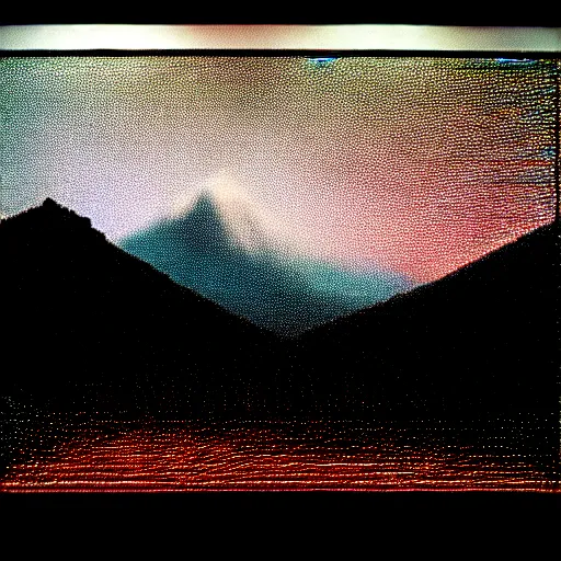 Prompt: a mountain made out of computer screens that display bitcoin logos, cinematic, post apocalyptic landscape, harsh contrast lighting, in the style of photorealism, made by richard estes robert cottingham gerhard richter robert longo ellen altfest