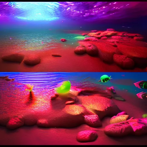 Image similar to Photorealistic bioluminescent sea life. Hyperdetailed photorealism, 108 megapixels, amazing depth, glowing rich colors, powerful imagery, psychedelic Overtones, 3D finalrender, 3d shading, cinematic lighting, artstation concept art