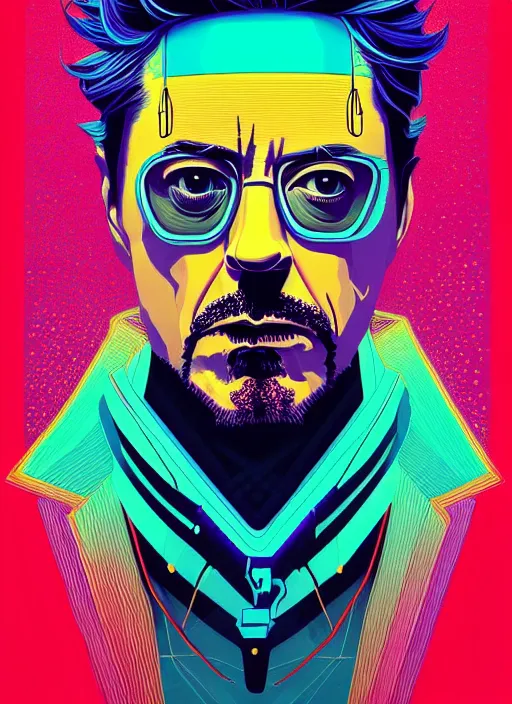 Prompt: symmetry!! stunning portrait of robert downey jr, by victo ngai, kilian eng vibrant colors, dynamic lighting, digital art, winning award masterpiece, fantastically beautiful, illustration, aestheticly inspired by beksinski and dan mumford, upscale with simon stalenhag work, artstation, 8 k