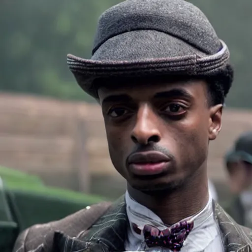 Image similar to playboi carti in peaky blinders 4 k the detailed super realistic