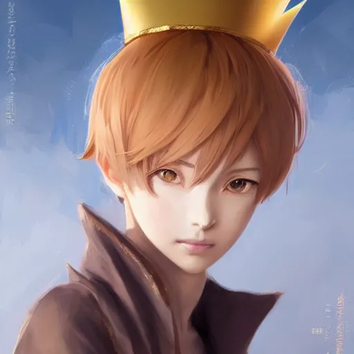 Prompt: portrait of anime pixie character with gold crown hair, manga cover, highly detailed, digital painting, artstation, concept art, sharp focus, illustration, strong brush stroke, anime, sharp edges, coherent, art by greg rutkowski, ilya kuvshinov, sharp focus, ghibli studio, art by ilya kuvshinov, rossdraws