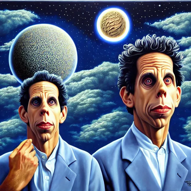 Image similar to an oil on canvas portrait painting of ben stiller, surrealism, surrealist, cosmic horror, rob gonsalves, high detail