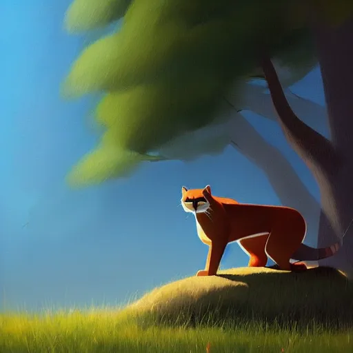 Prompt: goro fujita ilustration a cougar sitting on the grass by goro fujita, painting by goro fujita, sharp focus, highly detailed, artstation
