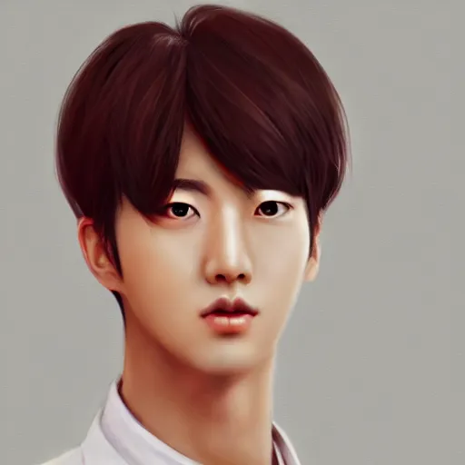 Image similar to jin from bts, elegant, ultra highly detailed, digital painting, smooth, sharp focus, artstation, art by Ina Wong