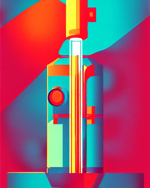 Image similar to editorial illustration scientific lab test tube telescope, colorful modern, mads berg, karolis strautniekas, christopher balaskas, fine texture, dynamic composition, detailed, matte print, dynamic perspective, halftone texture, muted color, lomography, risograph