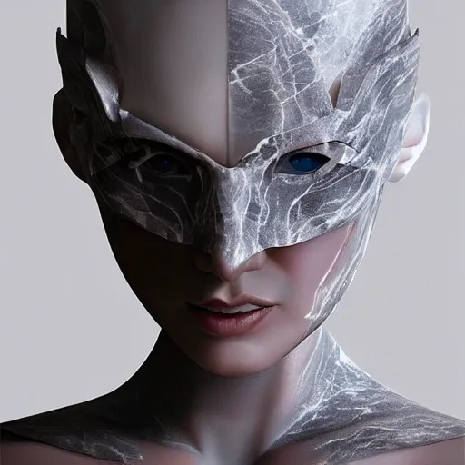 Image similar to light mask, marble, detailed, 8k, glowing, 3d digital illustration by Artgerm