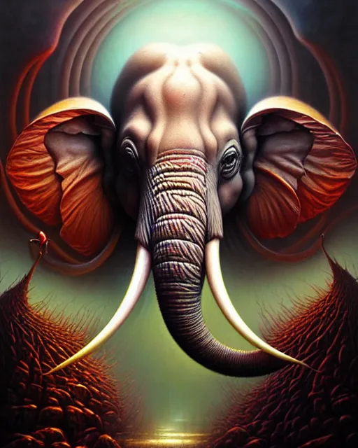 Image similar to a detailed portrait of dreampunk elephant flamingo hybrid mix by tomasz alen kopera and peter mohrbacher