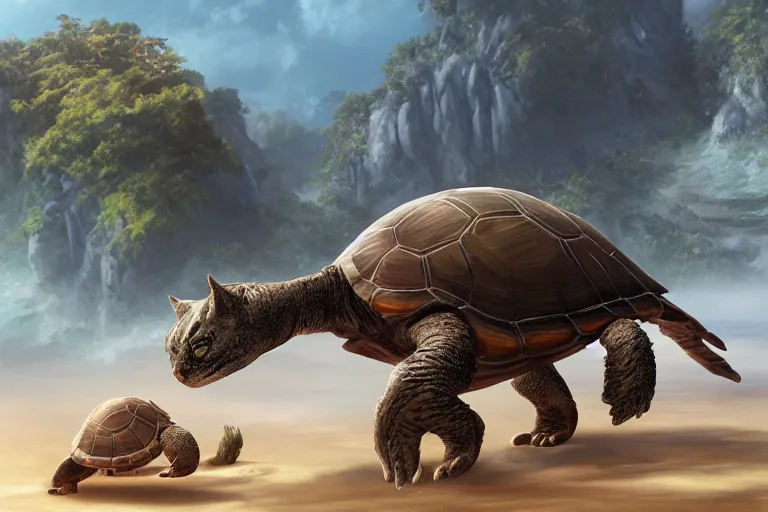 Image similar to the legendary island sized cat turtle hybrid, made by Stanley Artgerm Lau, WLOP, Rossdraws, ArtStation, CGSociety, concept art, cgsociety, octane render, trending on artstation, artstationHD, artstationHQ, unreal engine, 4k, 8k,