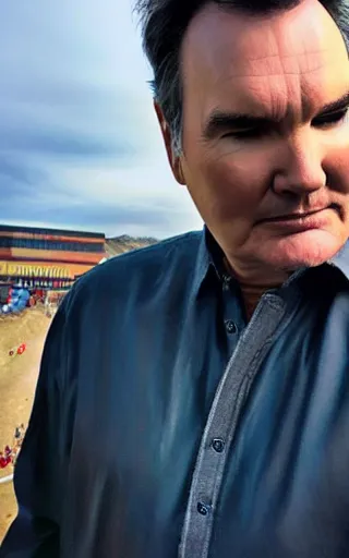 Image similar to Norm MacDonald wearing Mongolian armor, high angle, iPhone selfie