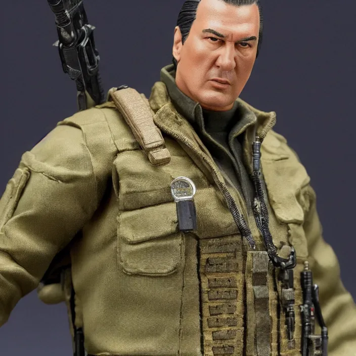 Image similar to detailed figure of steven seagal from sniper special ops, first 4 figures, detailed product photo