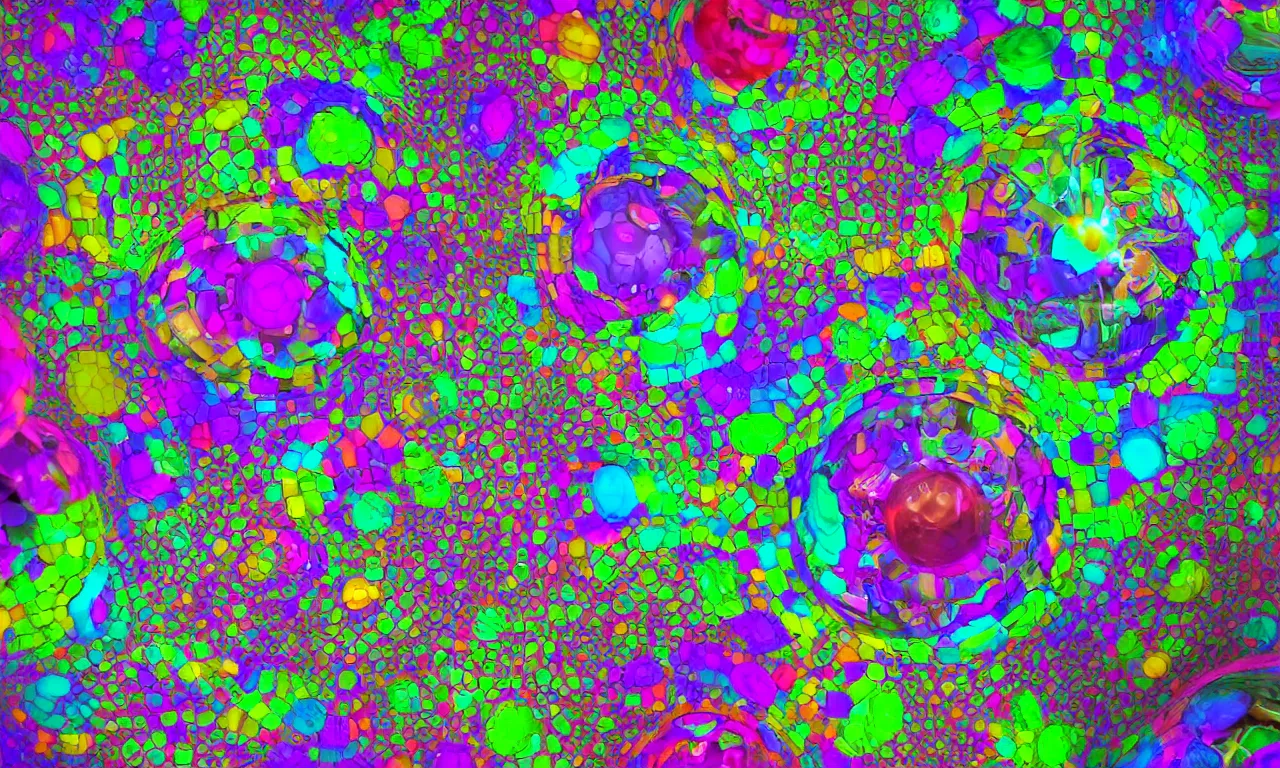 Image similar to reflexion cyberpunk voronoi engine laboratory 3 d volume kaleidoscope digital stylized concept substance liquid, by carl warner and jim woodring, trending on artstation : 1. 5, sweet joy harmony color scheme depth fog overlay multiply photoshop layer
