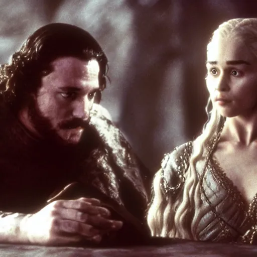 Prompt: a film still of game of thrones as tv series released in 1970s