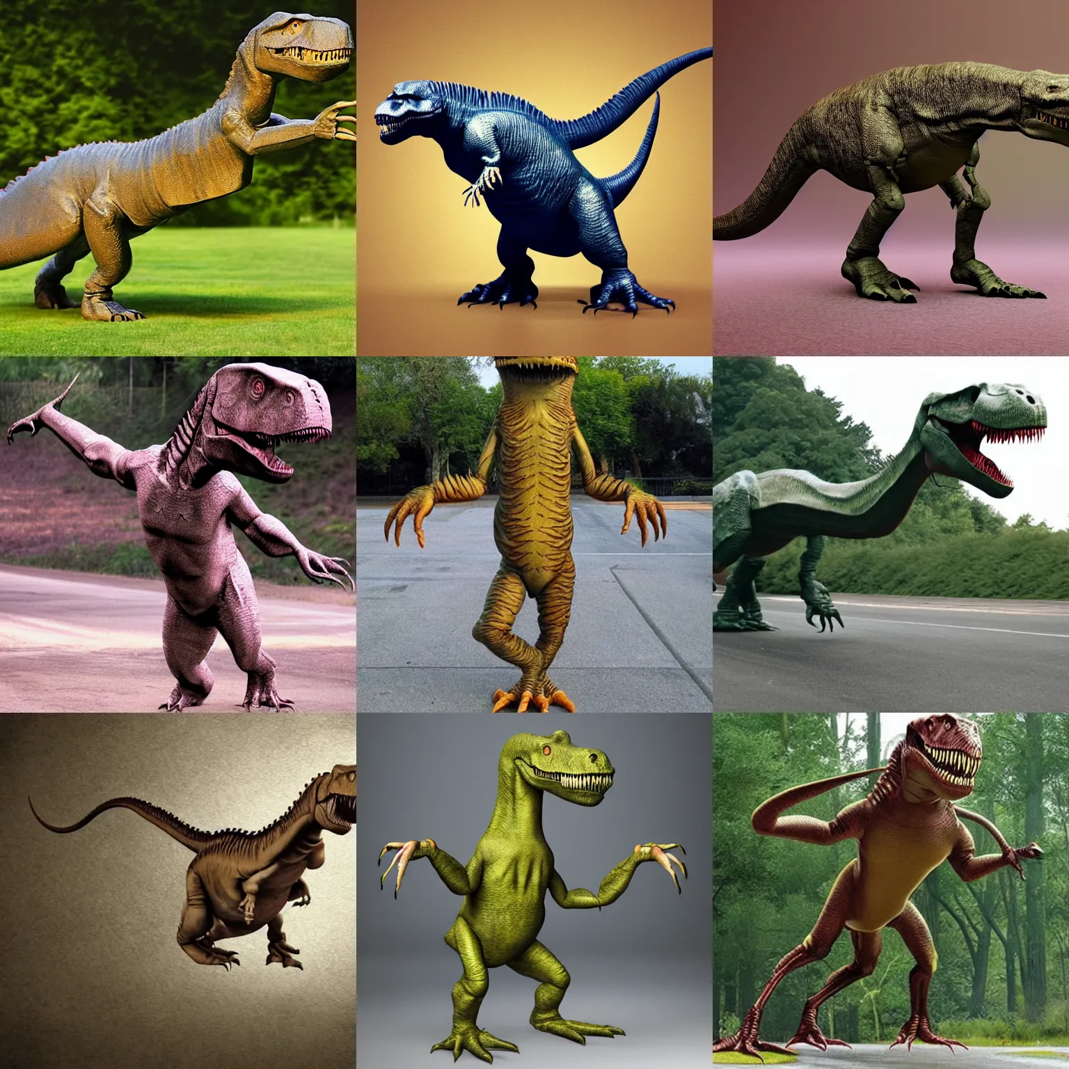 Prompt: t - rex with extremely long arms