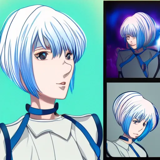 Image similar to Rei Ayanami in her early twenties, digital art