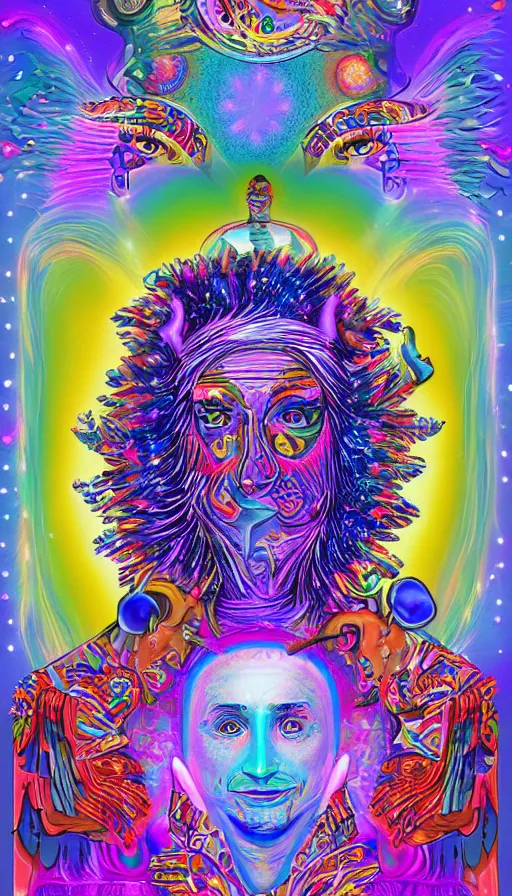 Image similar to portrait of a digital shaman, by lisa frank,