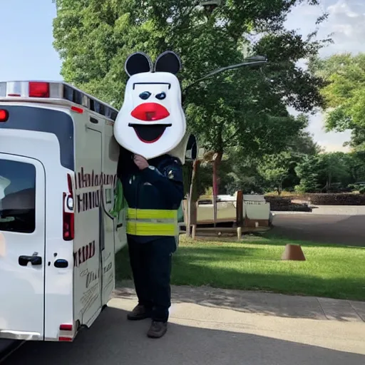 Prompt: anthropomorphic ambulance shaped like big chungus, high resolution photo