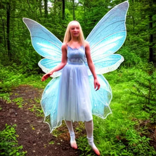 Prompt: photo of a real-life stunningly beautiful cottagecore fairy