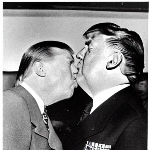 Image similar to still of donald trump kissing adolf hitler