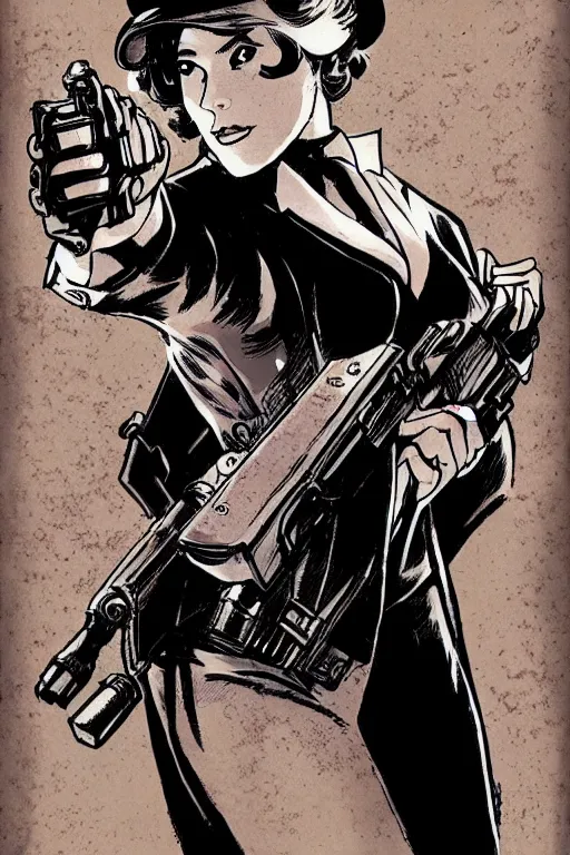 Image similar to Agent carter illustration concept art in the style of Amano, Yoshitaka