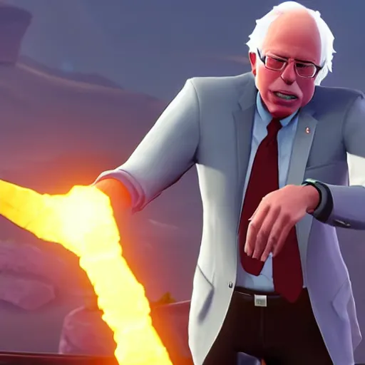 Image similar to Gameplay screenshot of Bernie Sanders in Fortnite