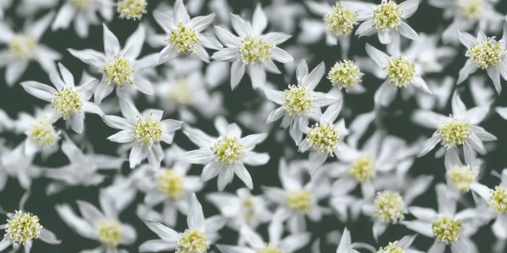 Image similar to minimalistic wallpaper of edelweiss flowers with white background, matte painting