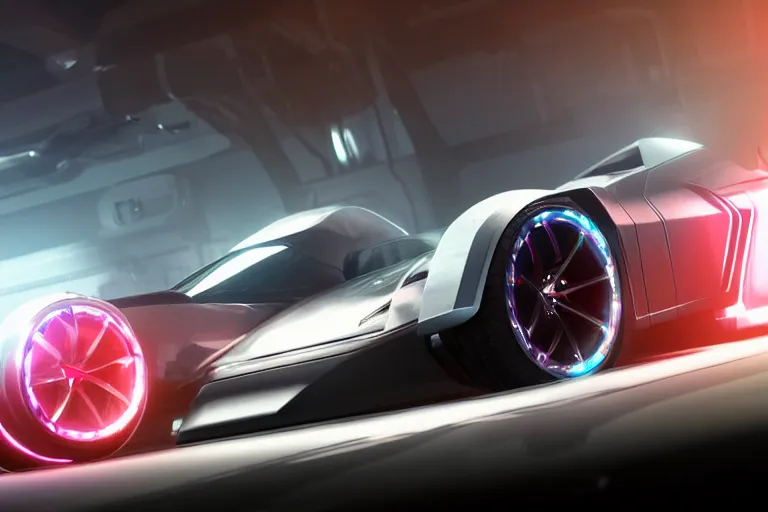 Prompt: cyberpunk ford concept inspired sports car, futuristic look, highly detailed body, very expensive, photorealistic camera shot, bright studio setting, studio lighting, crisp quality and light reflections, unreal engine 5 quality render
