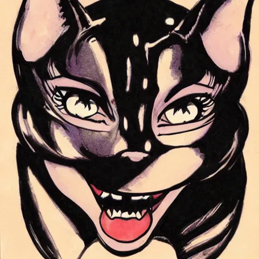 Prompt: portrait of catwoman doing funny faces