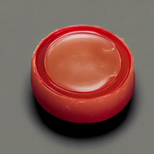 Image similar to a round soap as a head, the soap is standing in front of a mirror