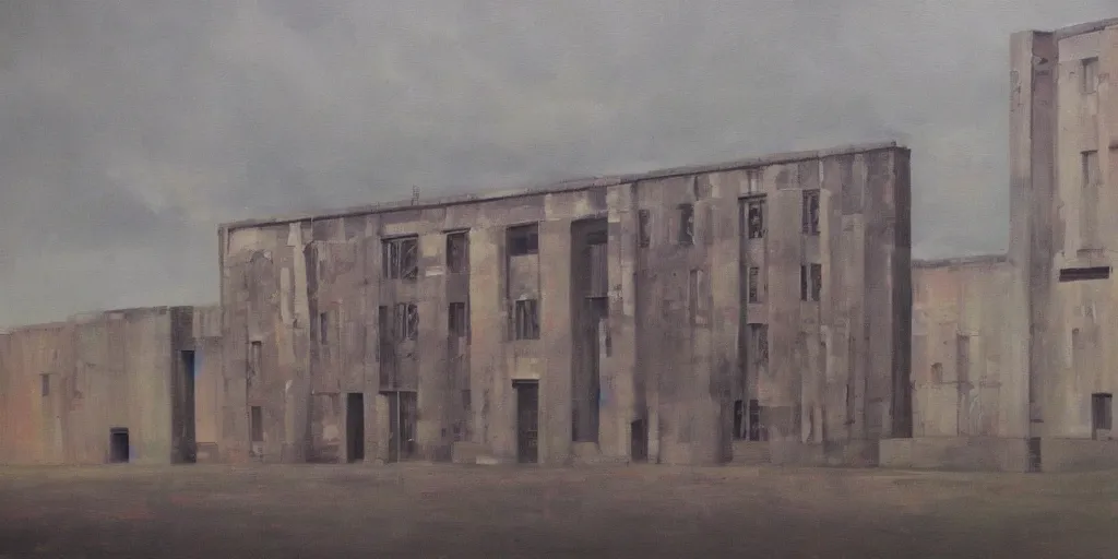 Image similar to berghain, oil on canvas, old style