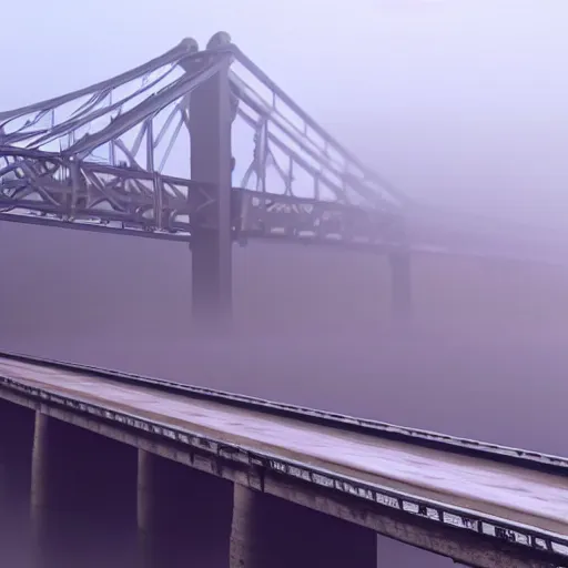 Prompt: still shot of a bridge covered in morning fog, highly detailed, photorealistic portrait, bright studio setting, studio lighting, crisp quality and light reflections, unreal engine 5 quality render