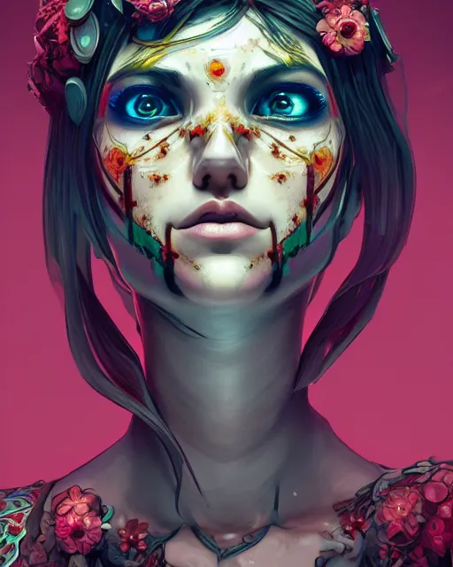 Image similar to symmetry!! portrait of floral! borderlands 3 psycho, intricate, elegant, highly detailed, digital painting, artstation, concept art, smooth, sharp focus, illustration, art by wlop and rossdraws, 8 k