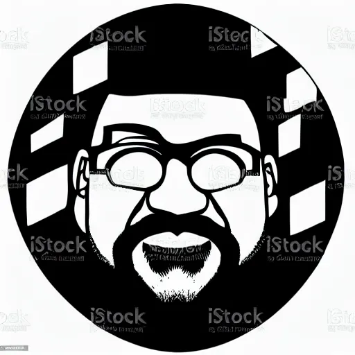 Prompt: bearded man turns bowl on woodlathe, vector art