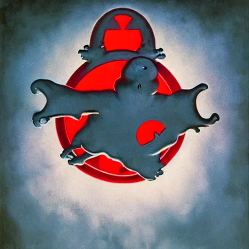 Image similar to ghostbusters logo by zdzislaw beksinski