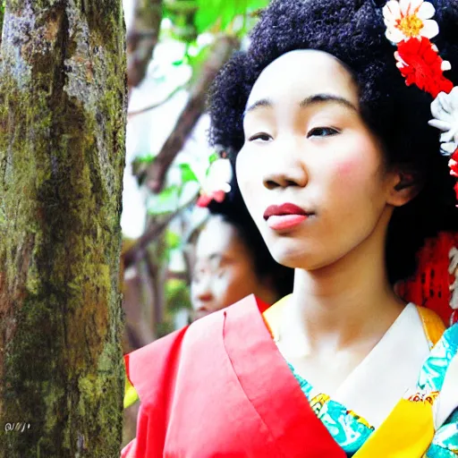 Prompt: “ afro - asian female shrine maiden. photograph. award winning. ”