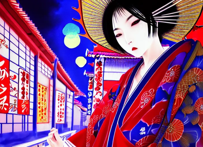 himiko priestess kimono night tokyo street 4 k ultra | Stable Diffusion ...