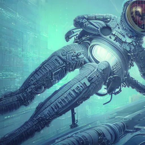 Image similar to hyperrealistic portrait of a squid monster astronaut, full body portrait, well lit, intricate abstract. cyberpunk, intricate artwork, by Tooth Wu, wlop, beeple. octane render, in the style of Jin Kagetsu, James Jean and wlop, highly detailed, sharp focus, intricate concept art, digital painting, ambient lighting, 4k, artstation