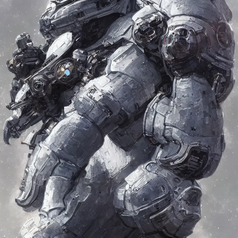 Image similar to detailed science-fiction character portrait of a silverback gorilla wearing a white armored space suit, intricate, wild, highly detailed, digital painting, artstation, concept art, smooth, sharp focus, illustration, art by artgerm and greg rutkowski and alphonse mucha