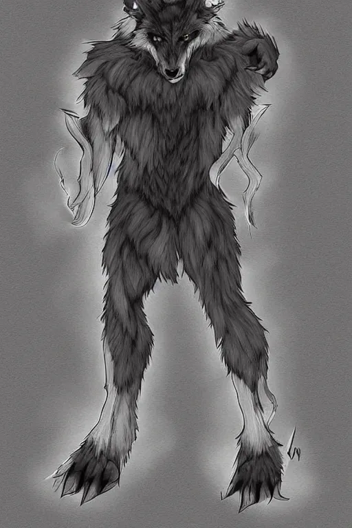 Prompt: a werewolf, fursona!!!!, by kawacy, trending on furaffinity, full body, furry art