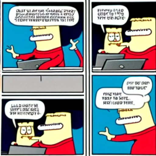 Image similar to 2 panel cartoon of dilbert having a standoff with the police, scott adams,