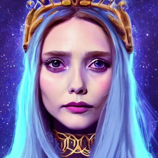 Image similar to elizabeth olsen as the goddess of sadness, nuivia, golden ratio!!!!!, centered, trending on artstation, 8 k quality, cgsociety contest winner, artstation hd, artstation hq, luminous lighting