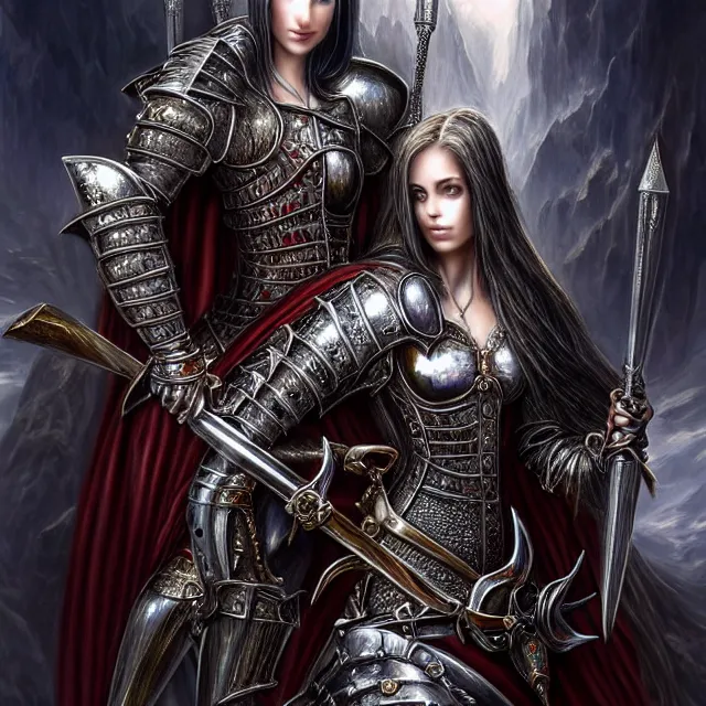 Image similar to beautiful!! knight anne stokes highly detailed 8 k hdr smooth sharp focus high resolution award - winning photo photorealistic chrome reflect