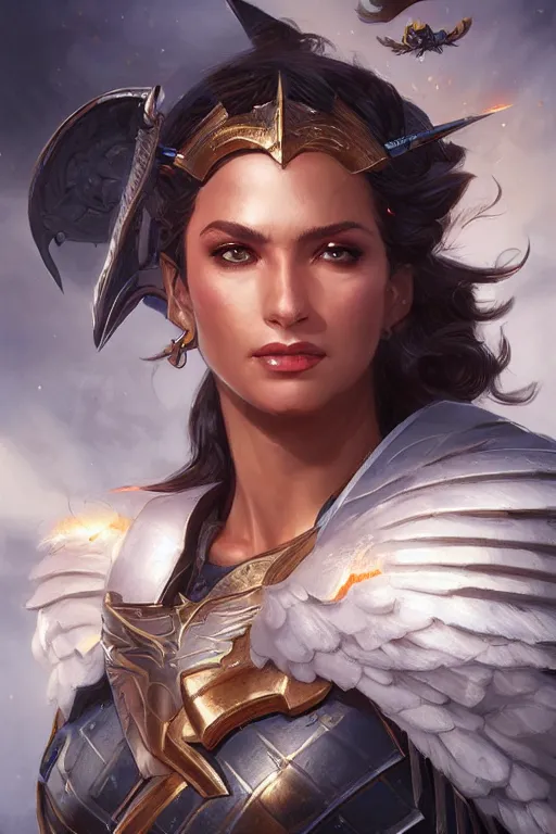 Image similar to amazon valkyrie athena, d & d, fantasy, portrait, highly detailed, headshot, digital painting, trending on artstation, concept art, sharp focus, illustration, art by artgerm and greg rutkowski and magali villeneuve