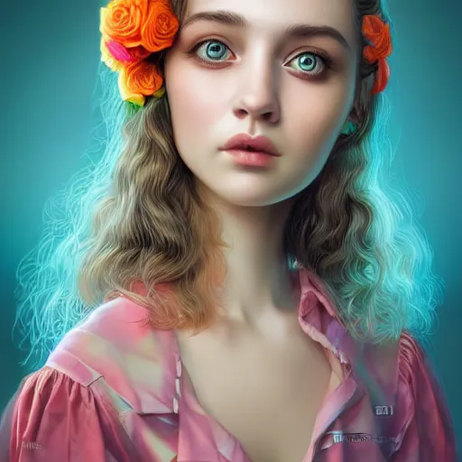 Image similar to a portrait of an beautiful young women, bright colors highly detailed, ultra realistic digital painting, artstation, concept art, pop, smooth, sharp focus, illustration, art by mark ryden 3 d 8 k ultra detailed