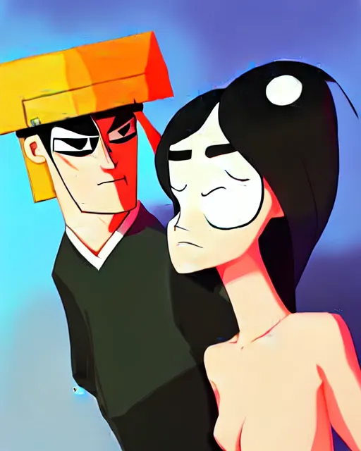 Image similar to i thought i loved you, square, cartoon network, adult swim, artstation, samurai jack, elegant highly detailed digital painting artstation pixiv